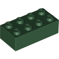Lego kostka (kostička) 2x4, tmavě zelená (4260493)